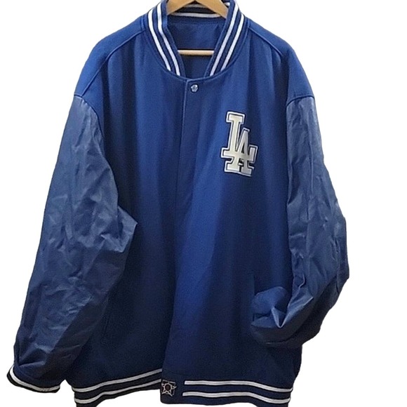 VTG JH Design Wool & Leather  LA Dodgers Bomber Jacket blue /white Men's  5XL - Picture 4 of 11
